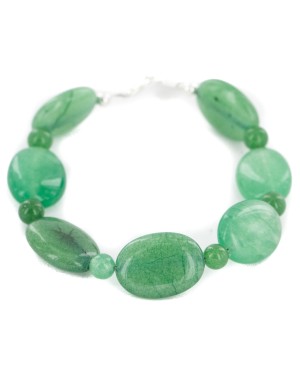 Certified Authentic Nickel Navajo Natural Jade Native American Bracelet 13064-3