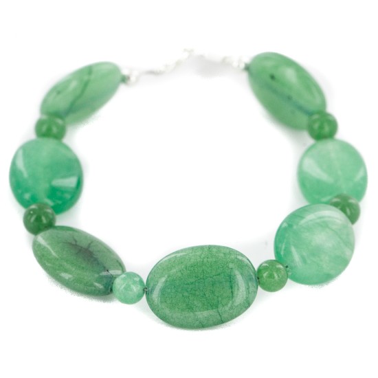 Certified Authentic Nickel Navajo Natural Jade Native American Bracelet 13064-3