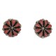 Handmade Certified Authentic Petit Point Flower Zuni .925 Sterling Silver Coral Native American Stud Earrings 27214-1
