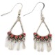 Handmade Certified Authentic Zuni .925 Sterling Silver Coral Native American Dangle Earrings 27214-4