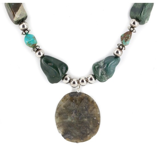 Certified Authentic Navajo .925 Sterling Silver Natural Turquoise Agate Native American Necklace 15778-213 Certified Authentic Navajo .925 Sterling Silver Natural Turquoise Agate Native American Necklace 15778-213