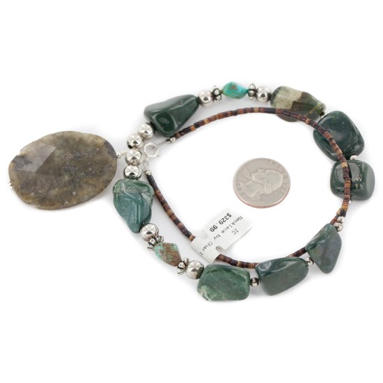 Certified Authentic Navajo .925 Sterling Silver Natural Turquoise Agate Native American Necklace 15778-213 Certified Authentic Navajo .925 Sterling Silver Natural Turquoise Agate Native American Necklace 15778-213