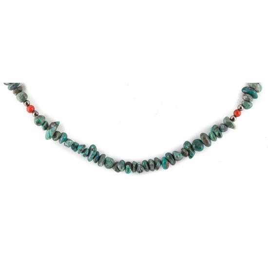 Certified Authentic Navajo .925 Sterling Silver Natural Turquoise Coral Native American Necklace 15771-200