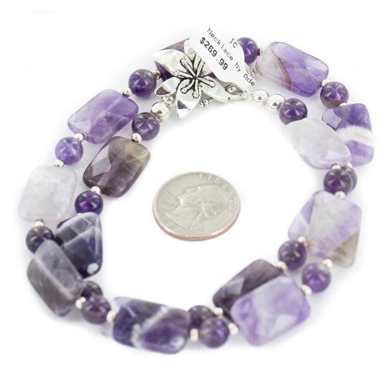 Certified Authentic Navajo Nickel Natural Amethyst Native American Necklace 17015-11
