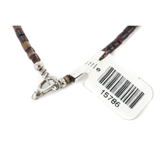 Certified Authentic Navajo .925 Sterling Silver Natural Turquoise Tigers Eye Native American Necklace 15786-101
