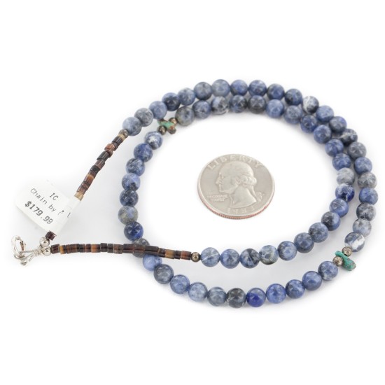 Certified Authentic Navajo .925 Sterling Silver Natural Turquoise Green Jasper Native American Necklace 15786-102