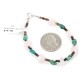Navajo .925 Sterling Silver Certified Authentic Natural Turquoise Pink Quartz Native American Bracelet 13077