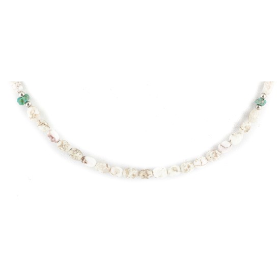 Certified Authentic Navajo .925 Sterling Silver White Howlite Native American Necklace 17020-10