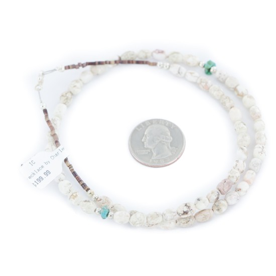 Certified Authentic Navajo .925 Sterling Silver White Howlite Native American Necklace 17020-10