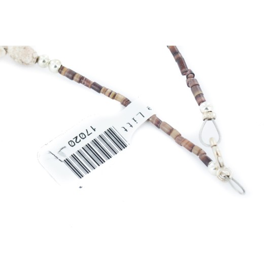 Certified Authentic Navajo .925 Sterling Silver White Howlite Native American Necklace 17020-10