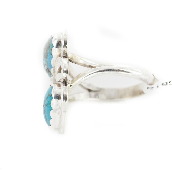.925 Sterling Silver Handmade Certified Authentic Navajo Natural Turquoise Native American Ring 18187-7