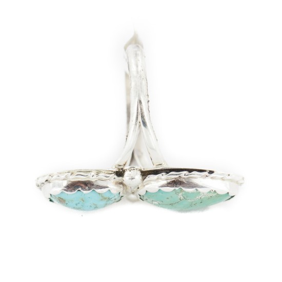 .925 Sterling Silver Handmade Certified Authentic Navajo Natural Turquoise Native American Ring 18187-11