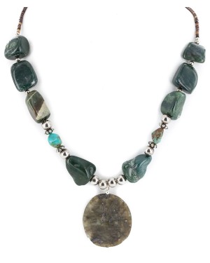 Certified Authentic Navajo .925 Sterling Silver Natural Turquoise Agate Native American Necklace 15778-213 Certified Authentic Navajo .925 Sterling Silver Natural Turquoise Agate Native American Necklace 15778-213