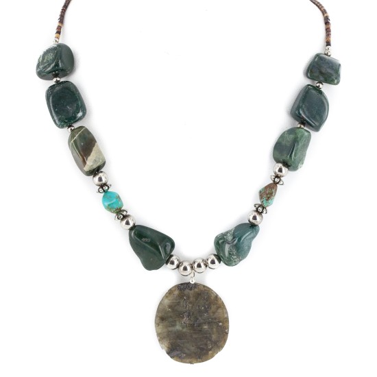 Certified Authentic Navajo .925 Sterling Silver Natural Turquoise Agate Native American Necklace 15778-213 Certified Authentic Navajo .925 Sterling Silver Natural Turquoise Agate Native American Necklace 15778-213
