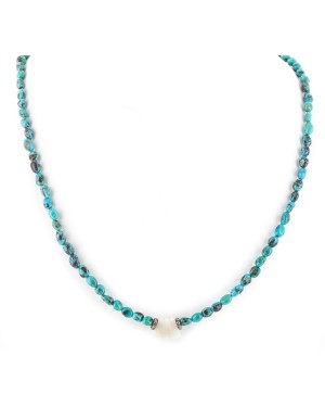 Certified Authentic Navajo .925 Sterling Silver Natural Turquoise Coral Mother of Pearl Native American Necklace 1600-90