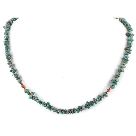 Certified Authentic Navajo .925 Sterling Silver Natural Turquoise Coral Native American Necklace 15771-200
