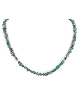 Certified Authentic Navajo .925 Sterling Silver Natural Turquoise Hematite Native American Necklace 15979-50