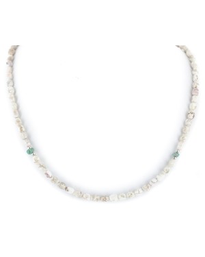 Certified Authentic Navajo .925 Sterling Silver White Howlite Native American Necklace 17020-10