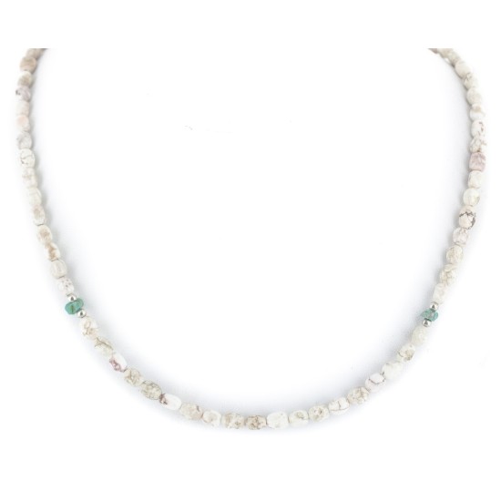 Certified Authentic Navajo .925 Sterling Silver White Howlite Native American Necklace 17020-10