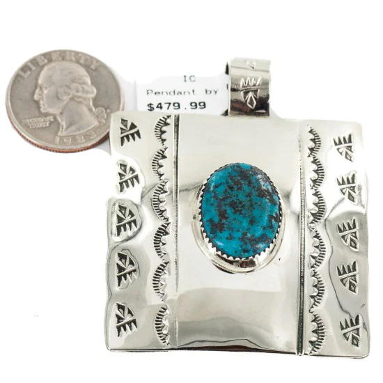 Handmade Bear Paw Navajo Pendant with Natural Turquoise, Nickel, Model NB160211180351 Handmade Bear Paw Navajo Pendant with Natural Turquoise, Nickel, Model NB160211180351