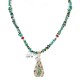 .925 Sterling Silver Certified Authentic Navajo Natural Turquoise Coral Native American Necklace 18190-2-1601