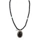 Handmade Certified Authentic .925 Sterling Silver Navajo Natural Turquoise Black Onyx Purple Goldstone Native American Necklace 1501-25333