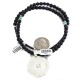 Handmade Certified Authentic .925 Sterling Silver Navajo Natural Turquoise Black Onyx Purple Goldstone Native American Necklace 1501-25333