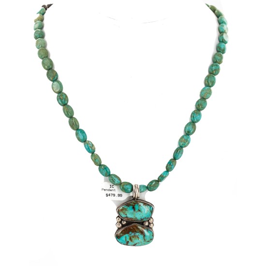 .925 Sterling Silver Certified Authentic Navajo Turquoise Native American Necklace 14566-5-15338 .925 Sterling Silver Certified Authentic Navajo Turquoise Native American Necklace 14566-5-15338