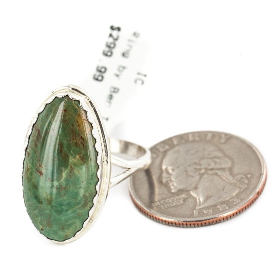 .925 Sterling Silver Certified Authentic Handmade Navajo Natural Turquoise Native American Ring 18188-5