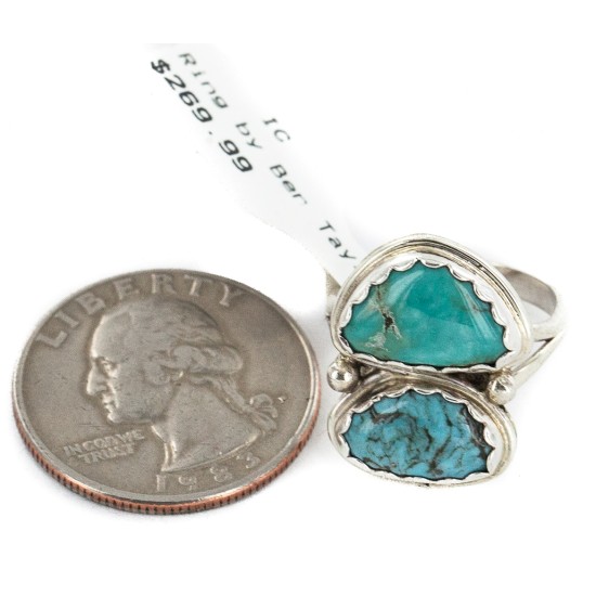 Navajo .925 Sterling Silver Handmade Certified Authentic Natural Turquoise Native American Ring 18187-9