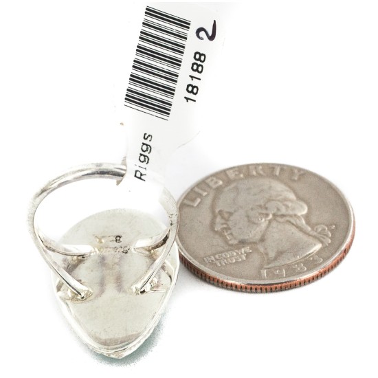 .925 Sterling Silver Navajo Certified Authentic Handmade Natural Turquoise Native American Ring 18188-2