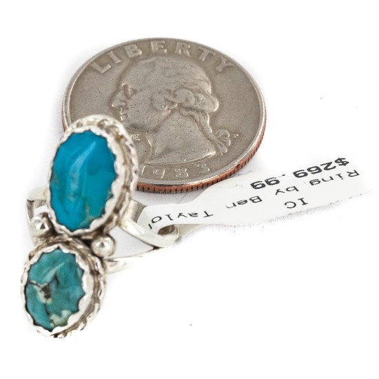 Navajo .925 Sterling Silver Handmade Certified Authentic Turquoise Native American Ring 18187-10