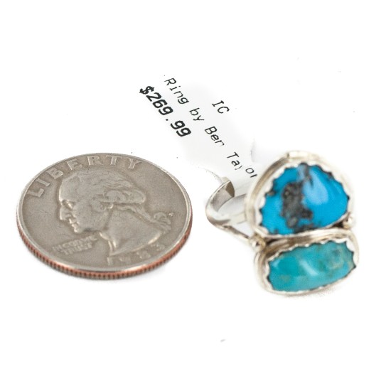 Navajo .925 Sterling Silver Certified Authentic Handmade Turquoise Native American Ring 18187-4
