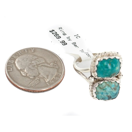 Navajo .925 Sterling Silver Handmade Certified Authentic Natural Turquoise Native American Ring 18187-3