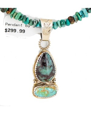 .925 Sterling Silver Certified Authentic Navajo Natural Turquoise Coral Native American Necklace 18190-1-1601