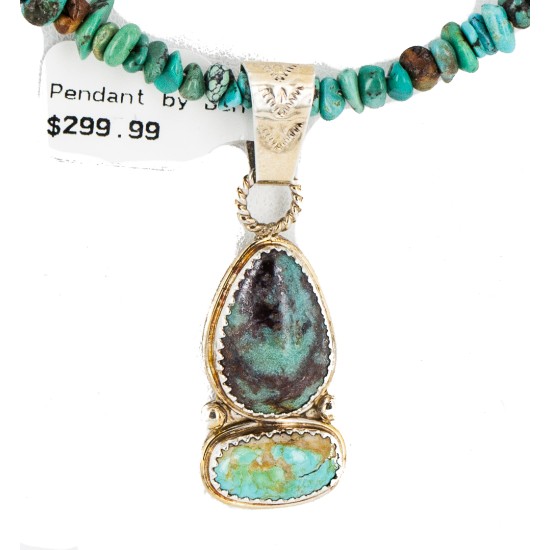 .925 Sterling Silver Certified Authentic Navajo Natural Turquoise Coral Native American Necklace 18190-1-1601