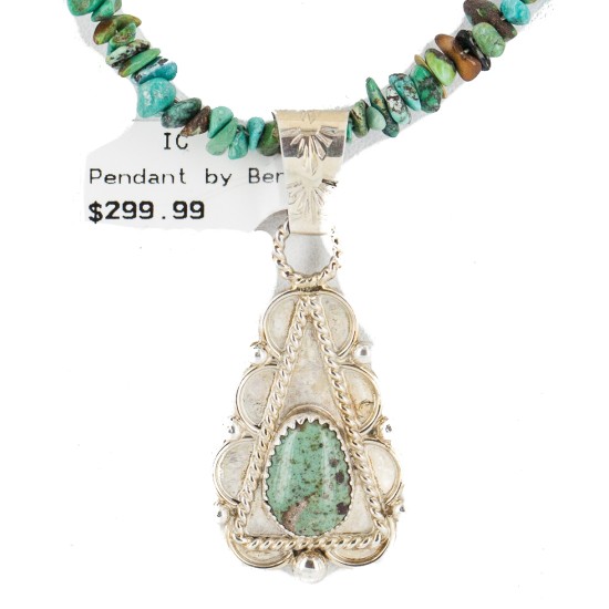 .925 Sterling Silver Certified Authentic Navajo Natural Turquoise Coral Native American Necklace 18190-2-1601