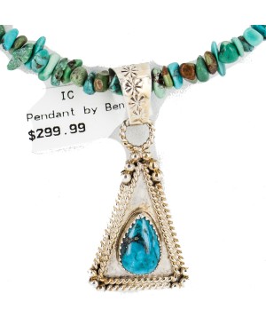 .925 Sterling Silver Certified Authentic Navajo Natural Turquoise Coral Native American Necklace 18190-3-1601