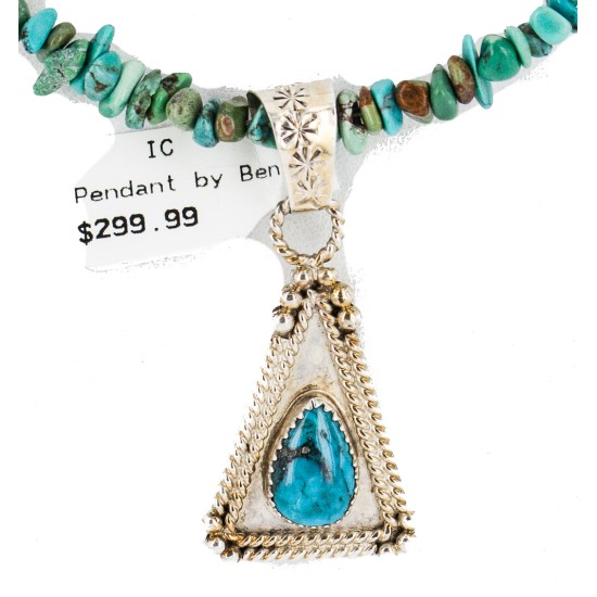 .925 Sterling Silver Certified Authentic Navajo Natural Turquoise Coral Native American Necklace 18190-3-1601