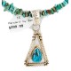 .925 Sterling Silver Certified Authentic Navajo Natural Turquoise Coral Native American Necklace 18190-3-1601