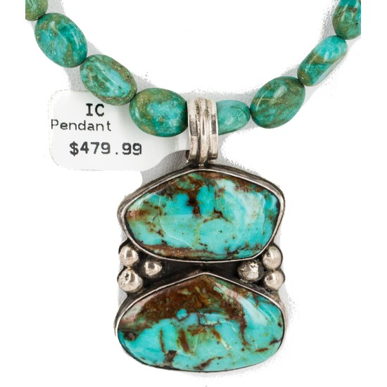 .925 Sterling Silver Certified Authentic Navajo Turquoise Native American Necklace 14566-5-15338 .925 Sterling Silver Certified Authentic Navajo Turquoise Native American Necklace 14566-5-15338