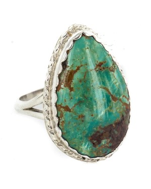 .925 Sterling Silver Navajo Certified Authentic Handmade Natural Turquoise Native American Ring 18188-2