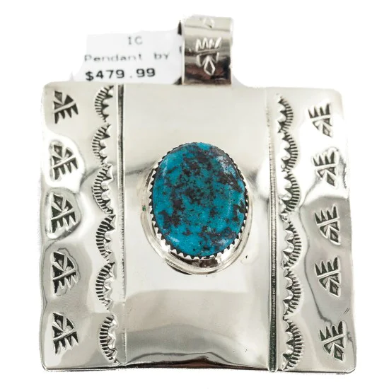 Handmade Bear Paw Navajo Pendant with Natural Turquoise, Nickel, Model NB160211180351 Handmade Bear Paw Navajo Pendant with Natural Turquoise, Nickel, Model NB160211180351