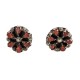 Certified Authentic Handmade Petit Point Flower Zuni .925 Sterling Silver Coral Native American Stud Earrings 27214-2