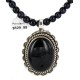 Handmade Certified Authentic .925 Sterling Silver Navajo Natural Turquoise Black Onyx Purple Goldstone Native American Necklace 1501-25333