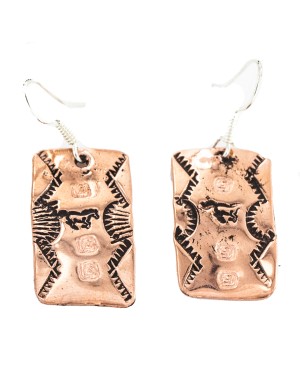 Handmade Horse Navajo Certified Authentic Native American Pure Copper Dangle Earrings 18170-11