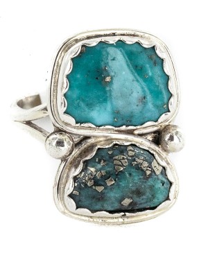Navajo .925 Sterling Silver Certified Authentic Handmade Natural Turquoise Native American Ring 18187-5