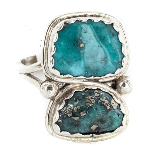 Navajo .925 Sterling Silver Certified Authentic Handmade Natural Turquoise Native American Ring 18187-5