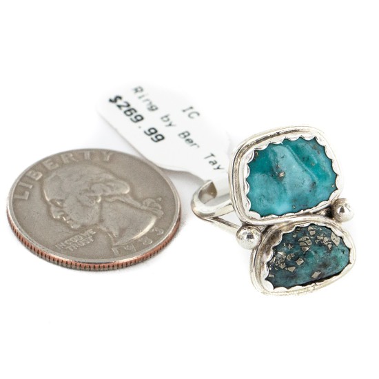 Navajo .925 Sterling Silver Certified Authentic Handmade Natural Turquoise Native American Ring 18187-5