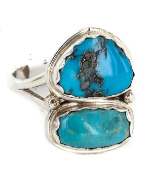 Navajo .925 Sterling Silver Certified Authentic Handmade Turquoise Native American Ring 18187-4
